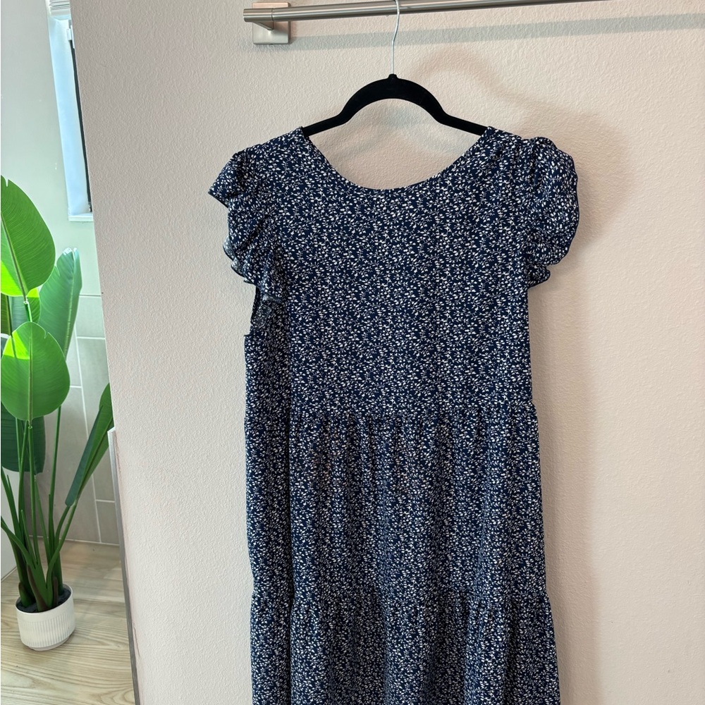 SHEIN Navy Floral Print Dress